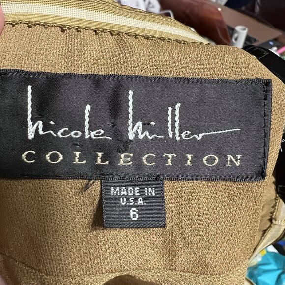 Y2K Nicole Miller Metallic Lace Strapless Dress Sz 6 Bodycon Cocktail Wedding - Picture 9 of 13